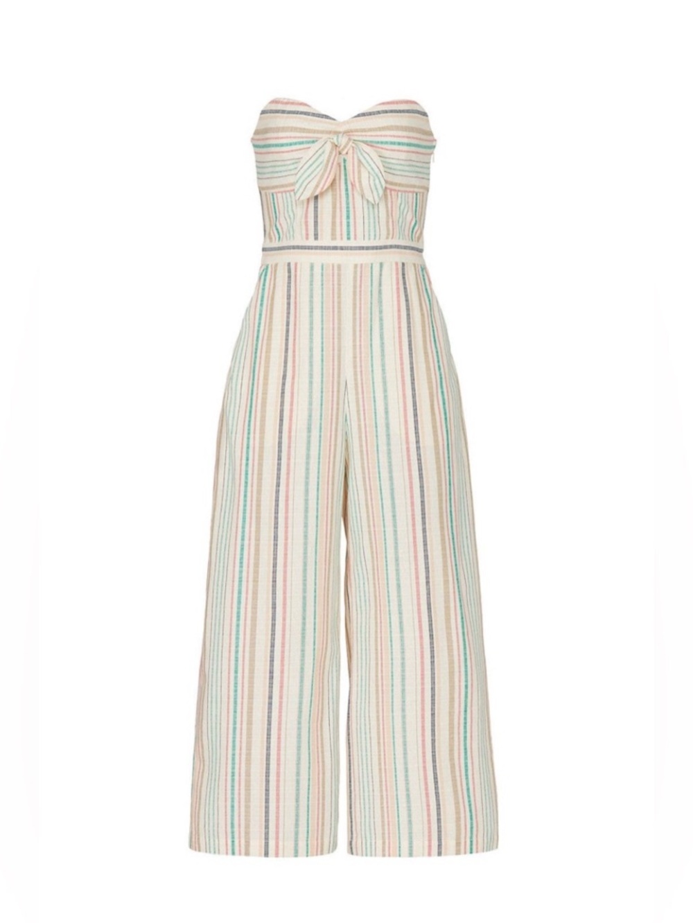 Parker Striped Strapless Wide-Leg Jumpsuit in Cream Multi Size 0